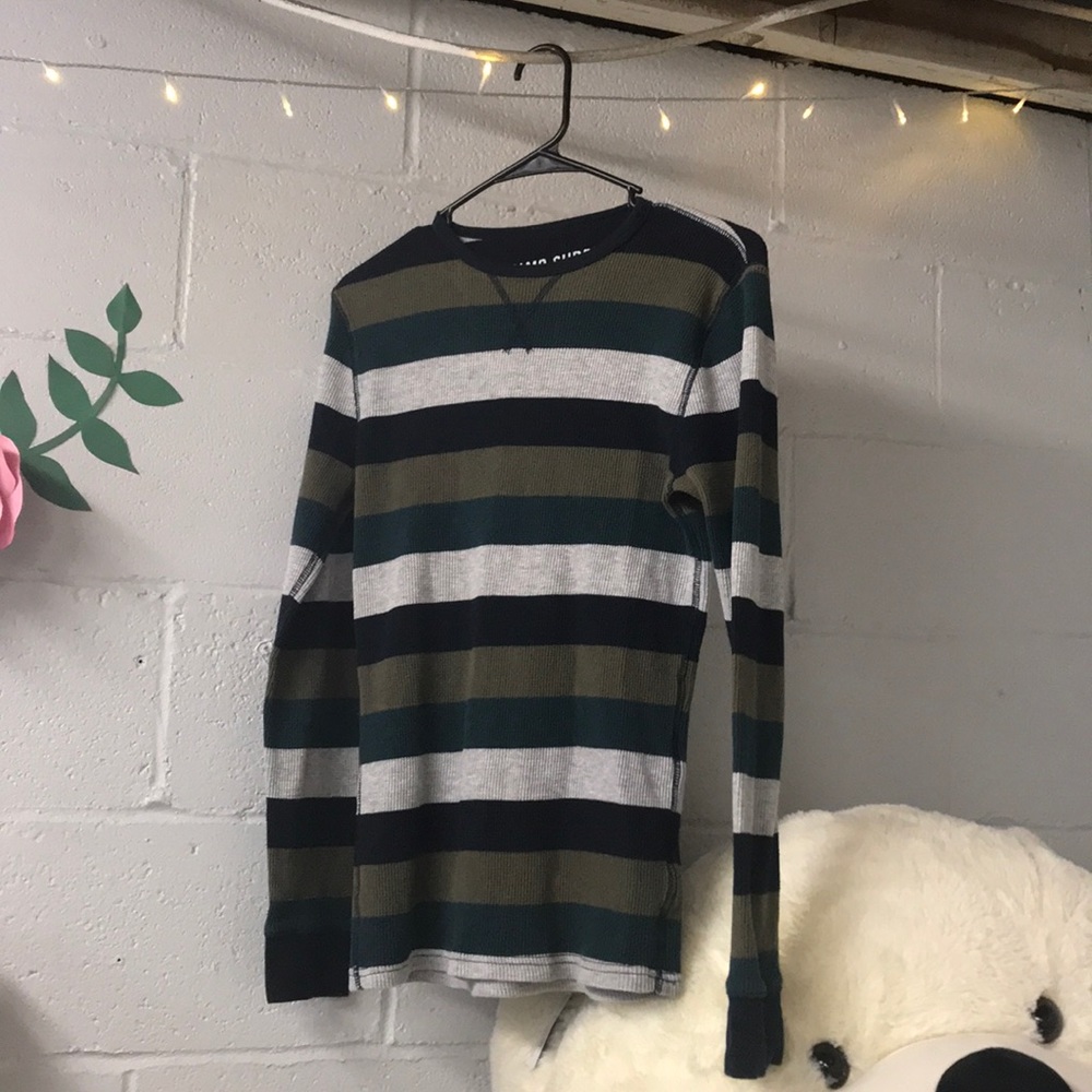 Athletic Fit Striped Waffle Crew